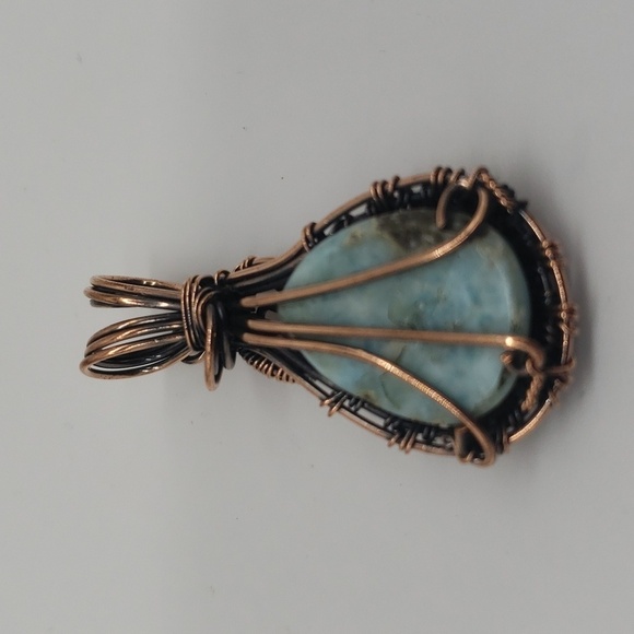 884- Wire Wrapped Natural Stone Pendant Necklace Handmade NWT - Picture 4 of 5